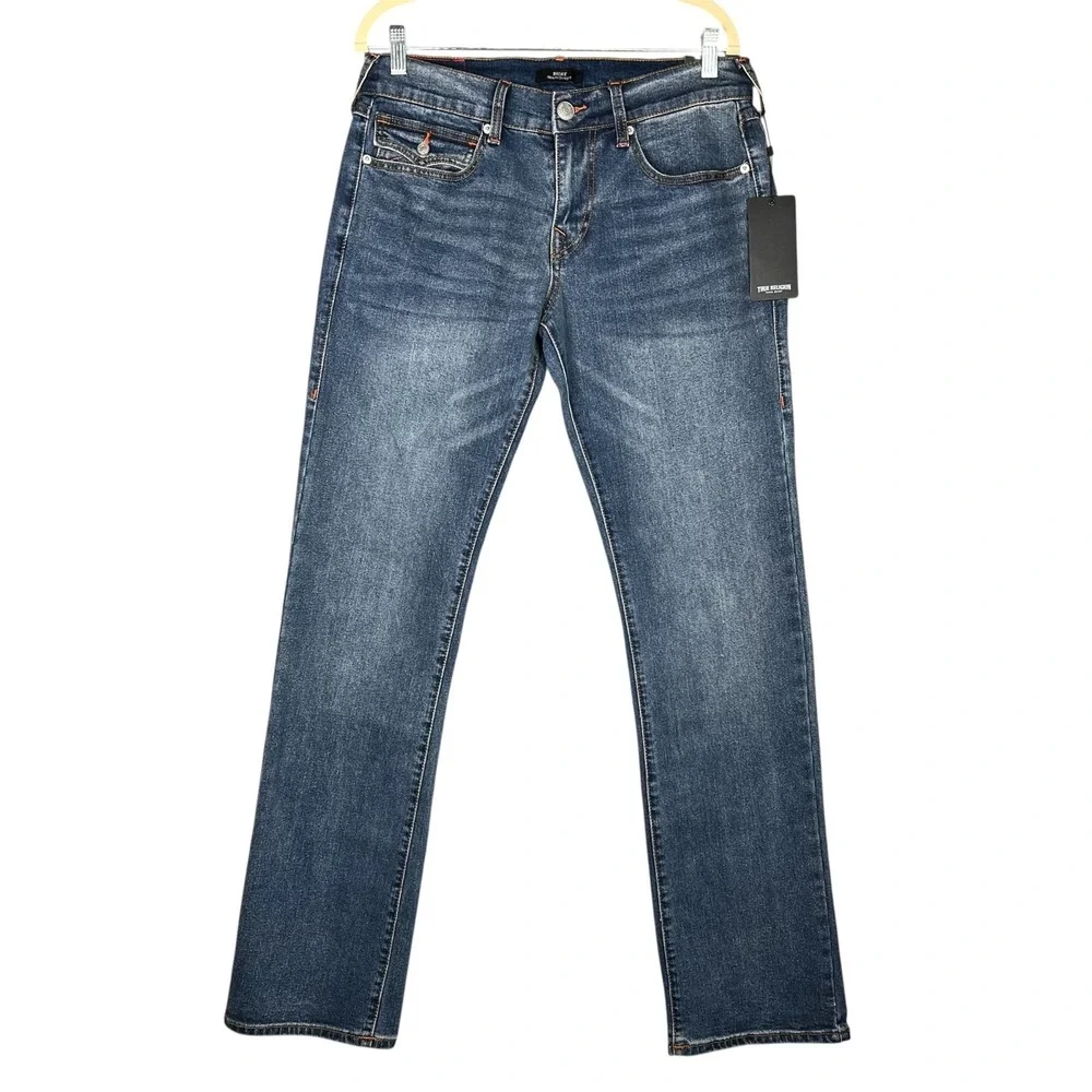 TRUE RELIGION Ricky Relaxed Straight Snap Flap Jean Mens 30/34 (READ) 700644 NWT